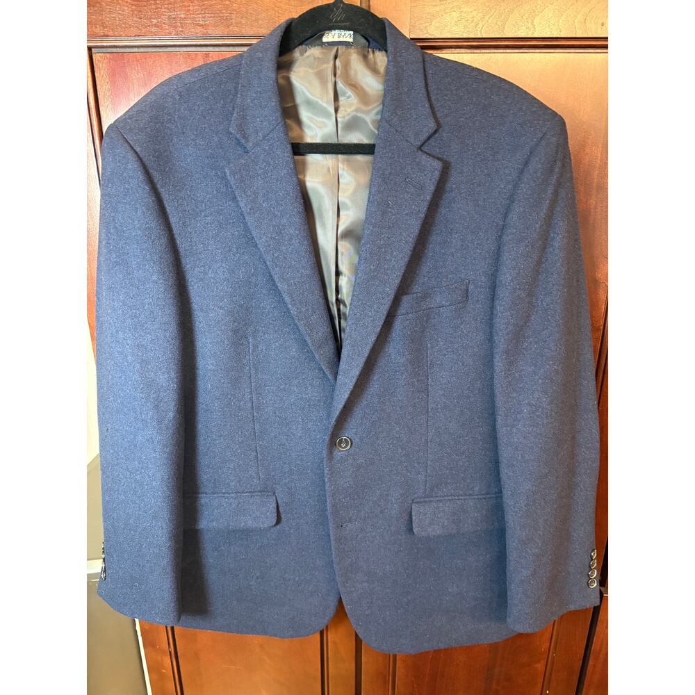 Jos A Bank Tailored Fit Blue 2 Button Jacket Wool/Silk Size 44L